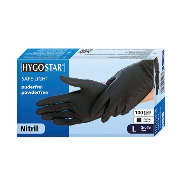 HYGOSTAR Einweghandschuhe SAFE Light Nitril schwarz puderfrei Grösse S bis XXL, Bild 4