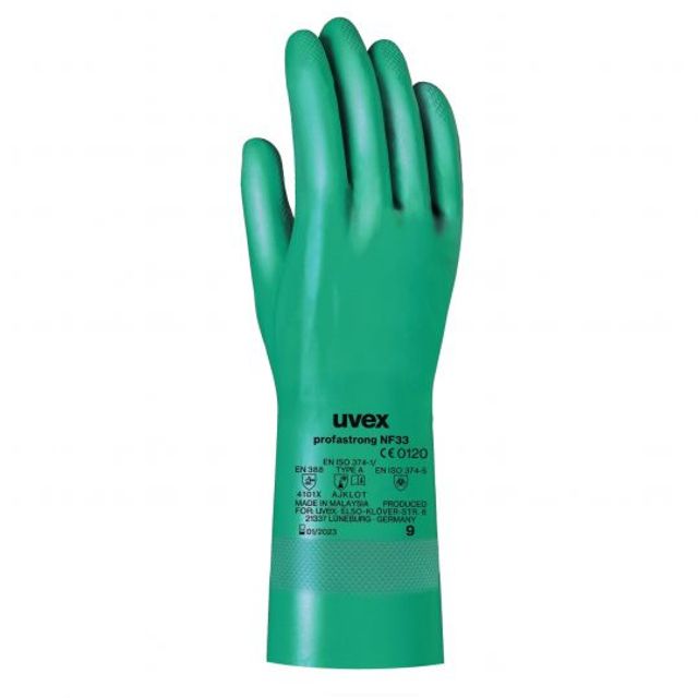 Uvex profastrong NF33 Chemikalienschutzhandschuh Nitril grün Gr. 9 und 10, Bild 2