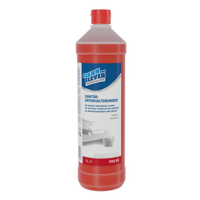 CLEAN and CLEVER Sanitärreiniger PRO 80 sauer pH 0,8 gebrauchsfertig 1 l oder 10 l, Bild 2
