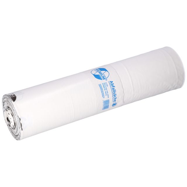 Kehrichtsäcke ohne Verschlussband 120 Liter LD-PE weiss 700 x 1100 mm 0.06mm Rolle à 25 Säcke