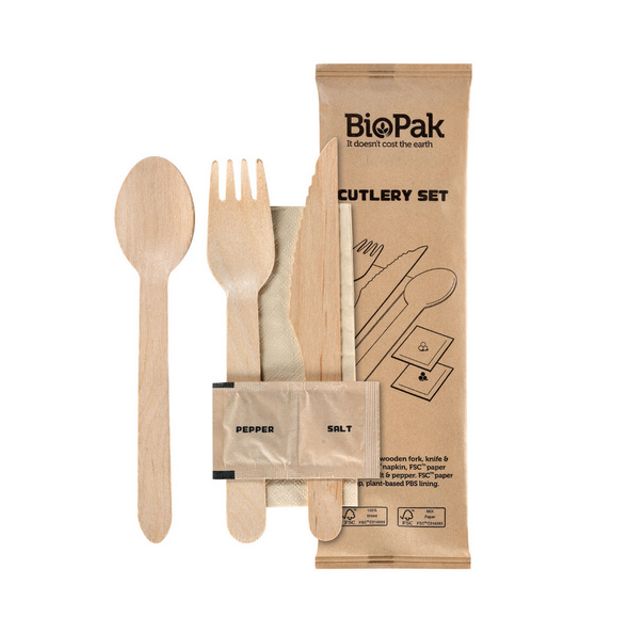 Besteckset gewachstes Holz braun, Bild 2